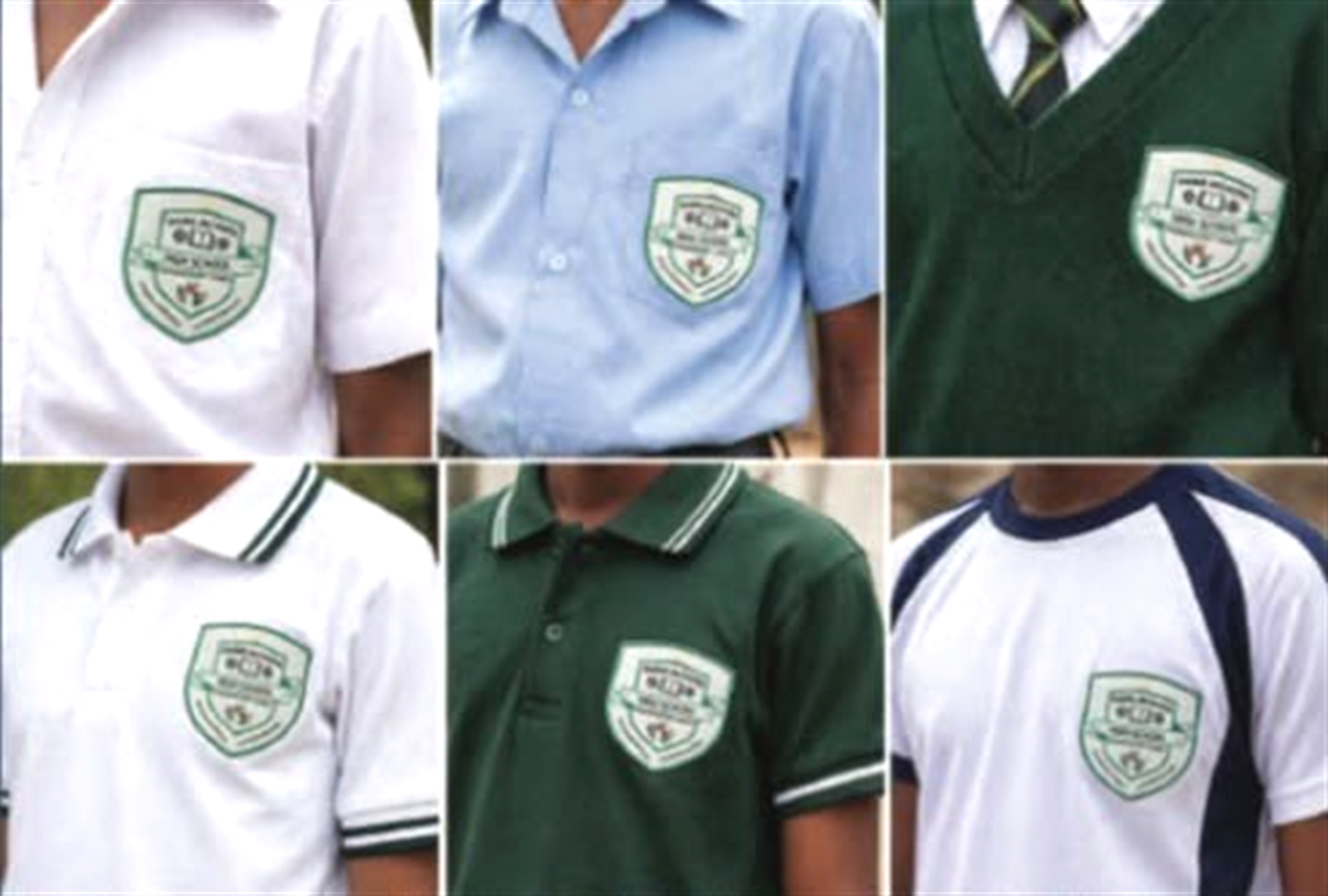 Embroidered school badges on uniforms